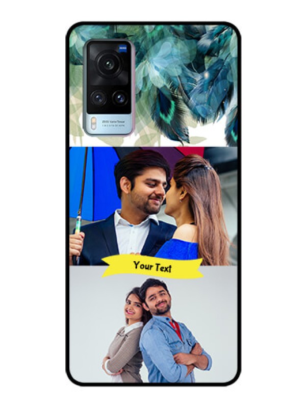 Custom Vivo X60 Personalized Glass Phone Case - Image with Boho Peacock Feather Design