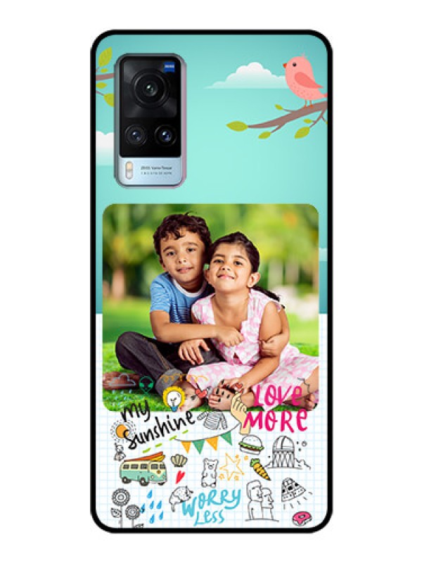 Custom Vivo X60 Photo Printing on Glass Case - Doodle love Design