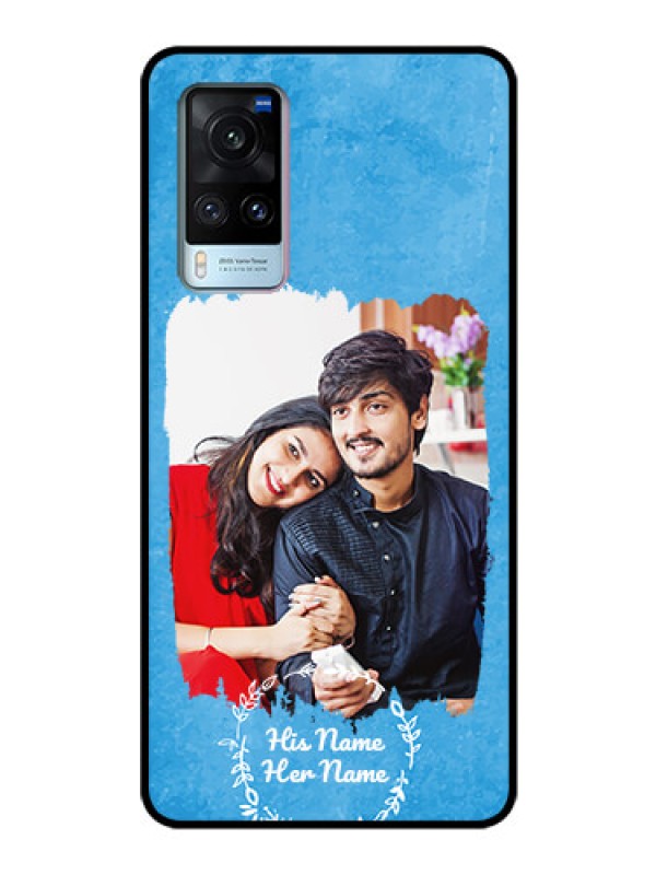 Custom Vivo X60 5G Custom Glass Phone Case - Blue Color Vintage Design