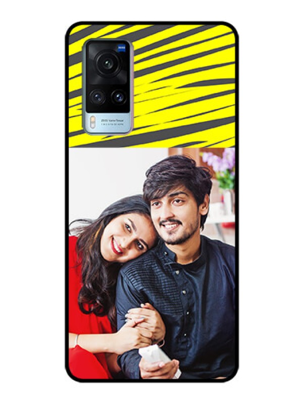 Custom Vivo X60 Photo Printing on Glass Case - Yellow Abstract Design