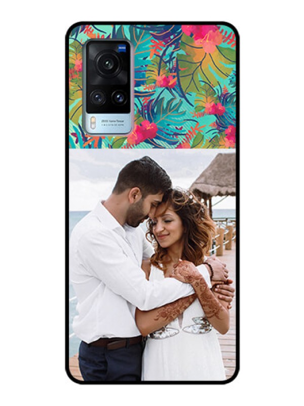Custom Vivo X60 Photo Printing on Glass Case - Watercolor Floral Design