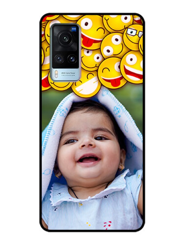 Custom Vivo X60 Custom Glass Mobile Case - with Smiley Emoji Design