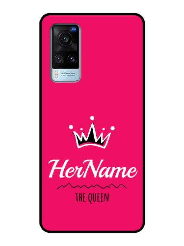 Custom Vivo X60 Glass Phone Case Queen with Name