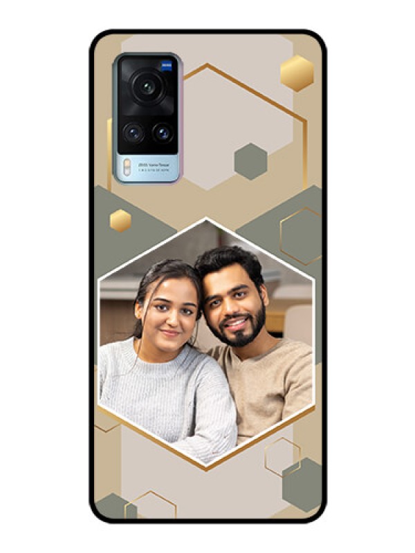 Custom Vivo X60 5G Photo Printing on Glass Case - Stylish Hexagon Pattern Design