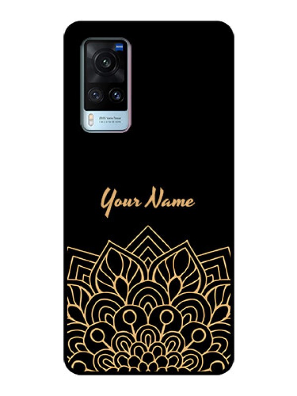 Custom Vivo X60 5G Custom Glass Phone Case - Golden mandala Design