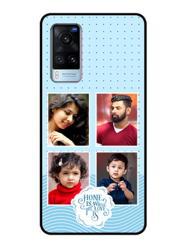 Custom Vivo X60 5G Custom Glass Phone Case - Cute love quote with 4 pic upload Design