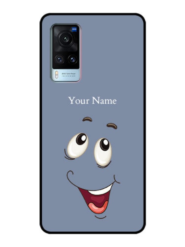 Custom Vivo X60 5G Photo Printing on Glass Case - Laughing Cartoon Face Design
