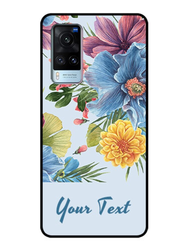 Custom Vivo X60 5G Custom Glass Mobile Case - Stunning Watercolored Flowers Painting Design