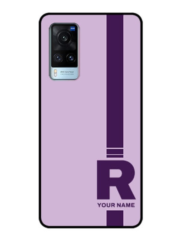 Custom Vivo X60 5G Photo Printing on Glass Case - Simple dual tone stripe with name Design