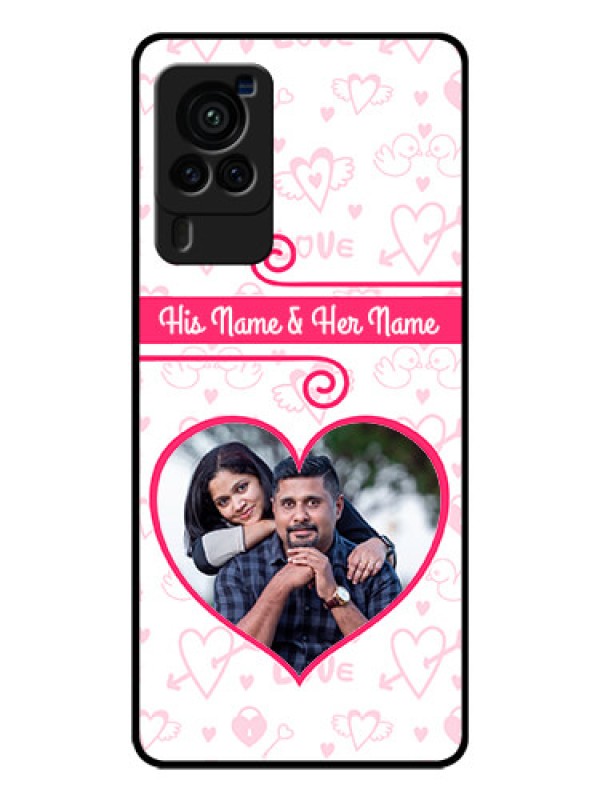Custom Vivo X60 Pro 5G Personalized Glass Phone Case - Heart Shape Love Design