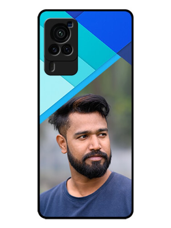 Custom Vivo X60 Pro 5G Custom Glass Phone Case - Blue Pattern Design