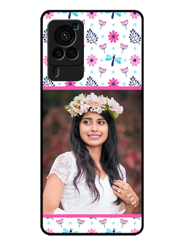 Custom Vivo X60 Pro 5G Photo Printing on Glass Case - Colorful Flower Design