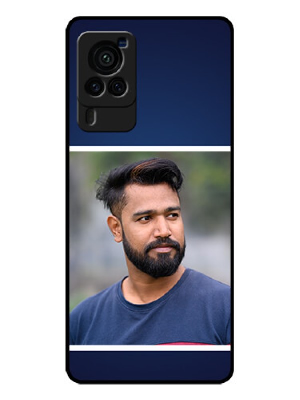 Custom Vivo X60 Pro 5G Personalized Glass Phone Case - Simple Royal Blue Design
