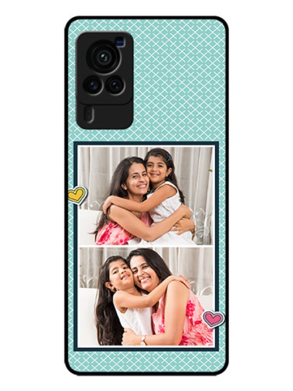 Custom Vivo X60 Pro 5G Custom Glass Phone Case - 2 Image Holder with Pattern Design