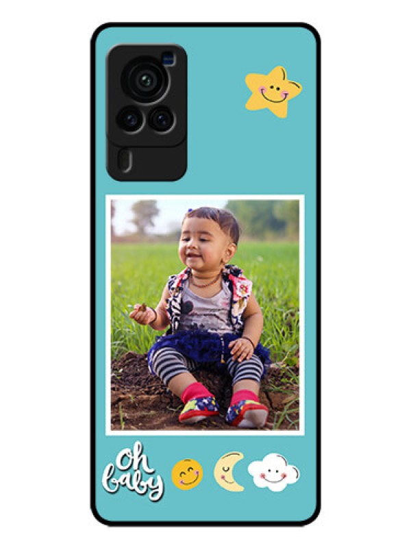 Custom Vivo X60 Pro 5G Personalized Glass Phone Case - Smiley Kids Stars Design