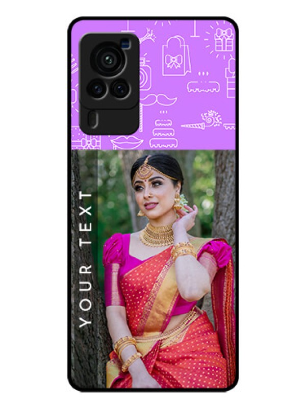 Custom Vivo X60 Pro 5G Custom Glass Mobile Case - Birthday Icons Design