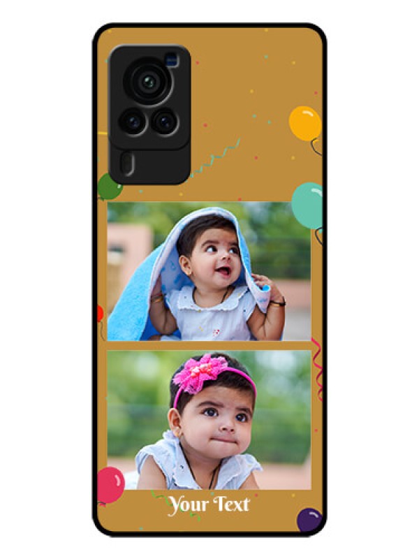 Custom Vivo X60 Pro 5G Personalized Glass Phone Case - Image Holder with Birthday Celebrations Design