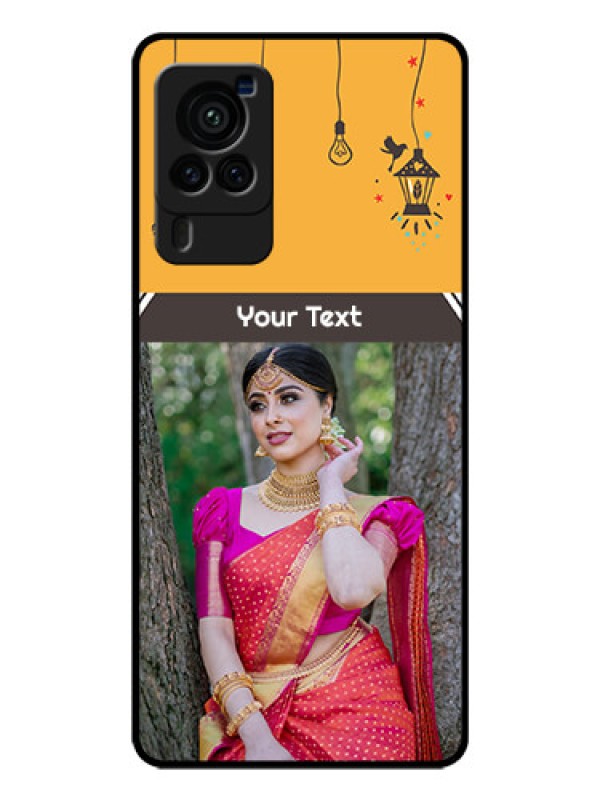 Custom Vivo X60 Pro 5G Custom Glass Mobile Case - with Family Picture and Icons