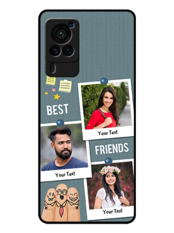 Custom Vivo X60 Pro 5G Personalized Glass Phone Case - Sticky Frames and Friendship Design