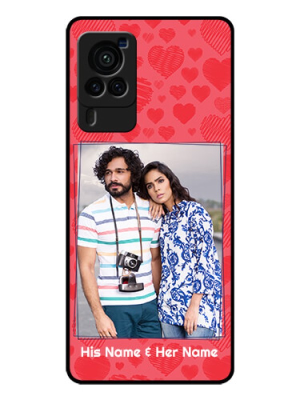 Custom Vivo X60 Pro 5G Photo Printing on Glass Case - with Red Heart Symbols Design
