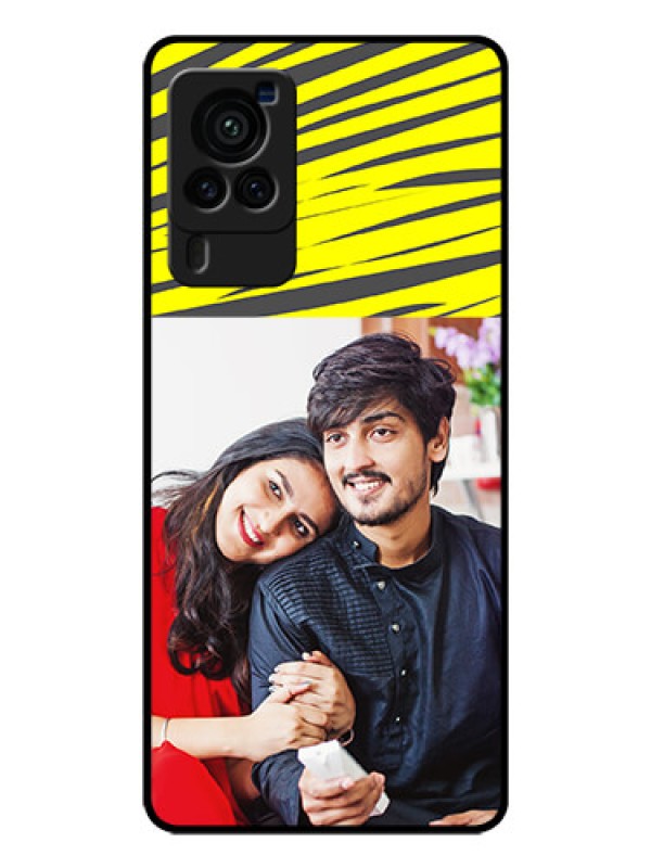 Custom Vivo X60 Pro 5G Photo Printing on Glass Case - Yellow Abstract Design