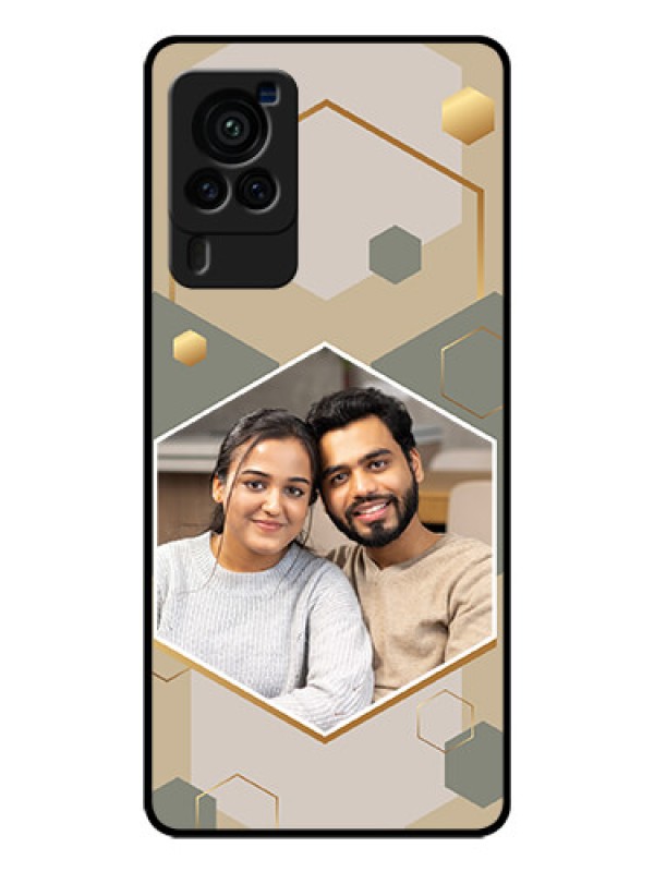 Custom Vivo X60 Pro 5G Photo Printing on Glass Case - Stylish Hexagon Pattern Design