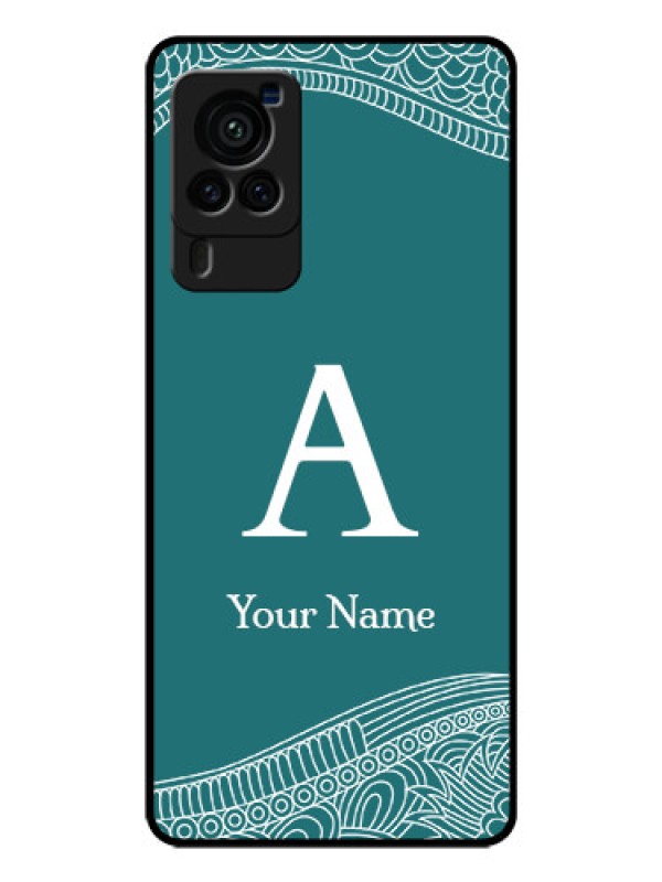 Custom Vivo X60 Pro 5G Personalized Glass Phone Case - line art pattern with custom name Design
