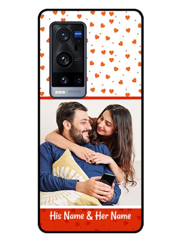 Custom Vivo X60 Pro Plus 5G Custom Glass Phone Case - Orange Love Symbol Design