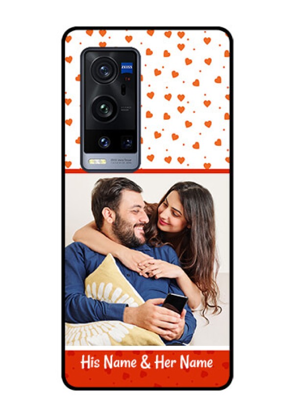 Vivo X60 Pro Plus 5G Custom Glass Phone Case - Orange Love Symbol Design