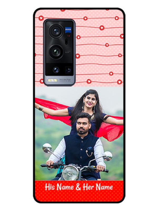 Custom Vivo X60 Pro Plus 5G Personalized Glass Phone Case - Red Pattern Case Design