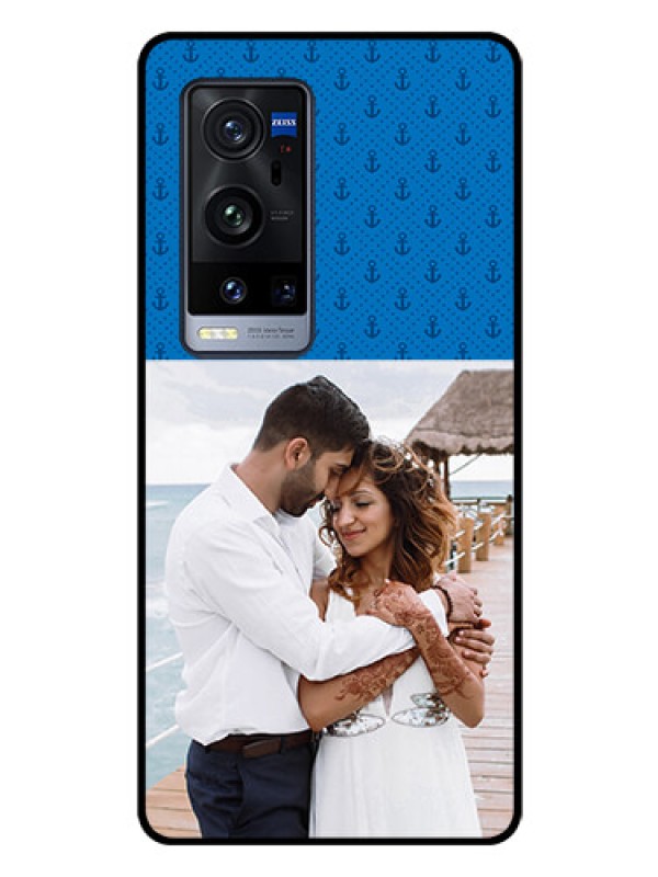 Custom Vivo X60 Pro Plus 5G Photo Printing on Glass Case - Blue Anchors Design