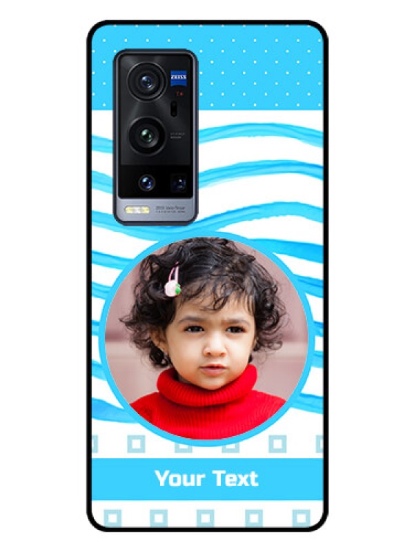 Custom Vivo X60 Pro Plus 5G Custom Glass Phone Case - Simple Blue Case Design
