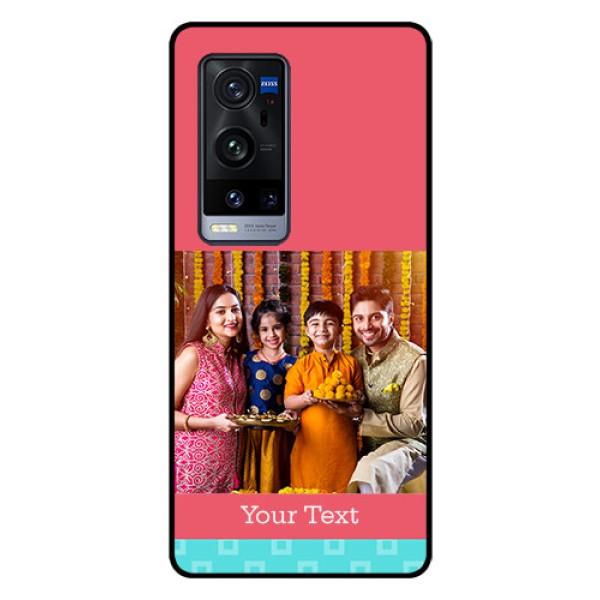 Vivo X60 Pro Plus 5G Personalized Glass Phone Case - Peach & Blue Color Design