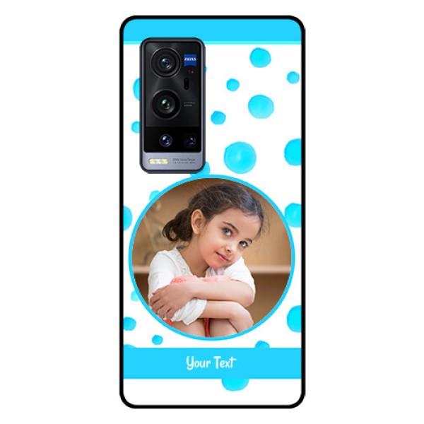 Vivo X60 Pro Plus 5G Photo Printing on Glass Case - Blue Bubbles Pattern Design