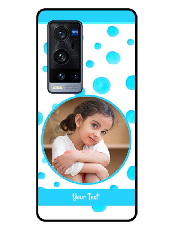 Custom Vivo X60 Pro Plus 5G Photo Printing on Glass Case - Blue Bubbles Pattern Design