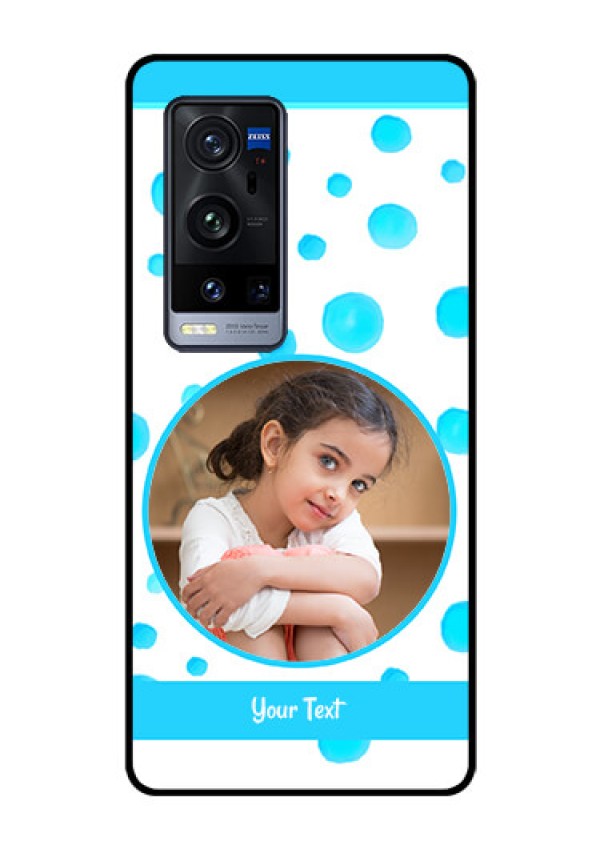 Vivo X60 Pro Plus 5G Photo Printing on Glass Case - Blue Bubbles Pattern Design