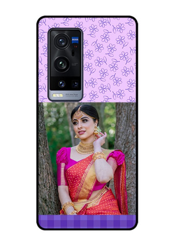 Vivo X60 Pro Plus 5G Custom Glass Phone Case - Purple Floral Design