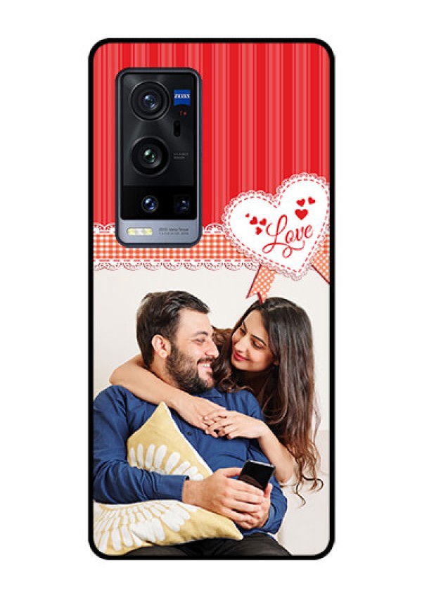 Vivo X60 Pro Plus 5G Custom Glass Mobile Case - Red Love Pattern Design