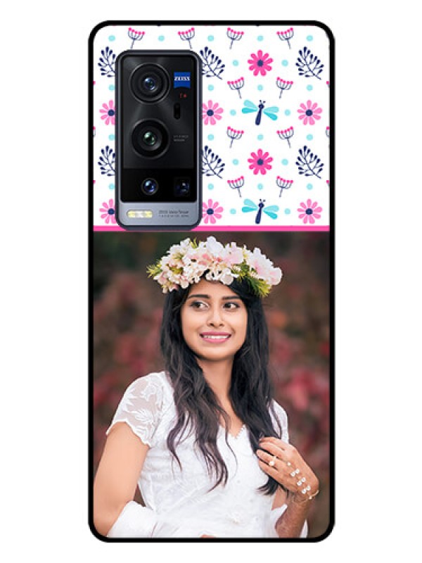 Custom Vivo X60 Pro Plus 5G Photo Printing on Glass Case - Colorful Flower Design