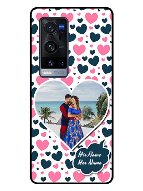 Custom Vivo X60 Pro Plus 5G Custom Glass Phone Case - Pink & Blue Heart Design