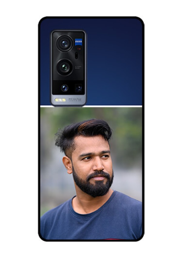 Vivo X60 Pro Plus 5G Personalized Glass Phone Case - Simple Royal Blue Design