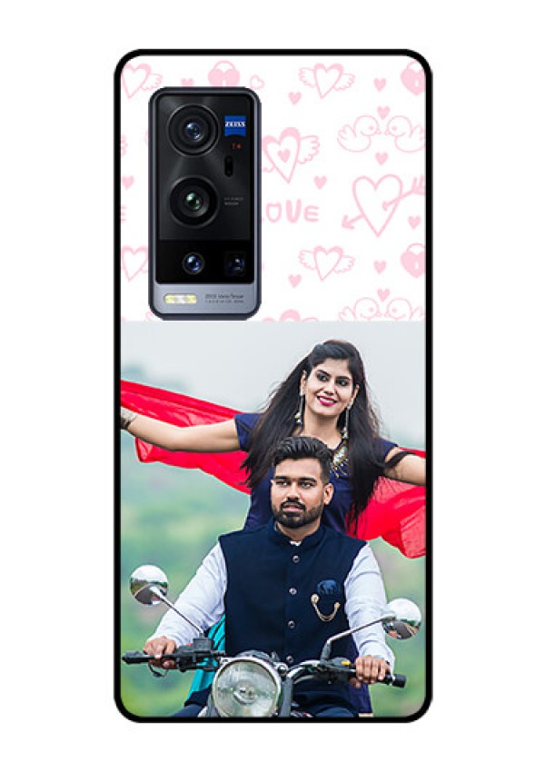 Vivo X60 Pro Plus 5G Custom Glass Mobile Case - Pink Flying Heart Design