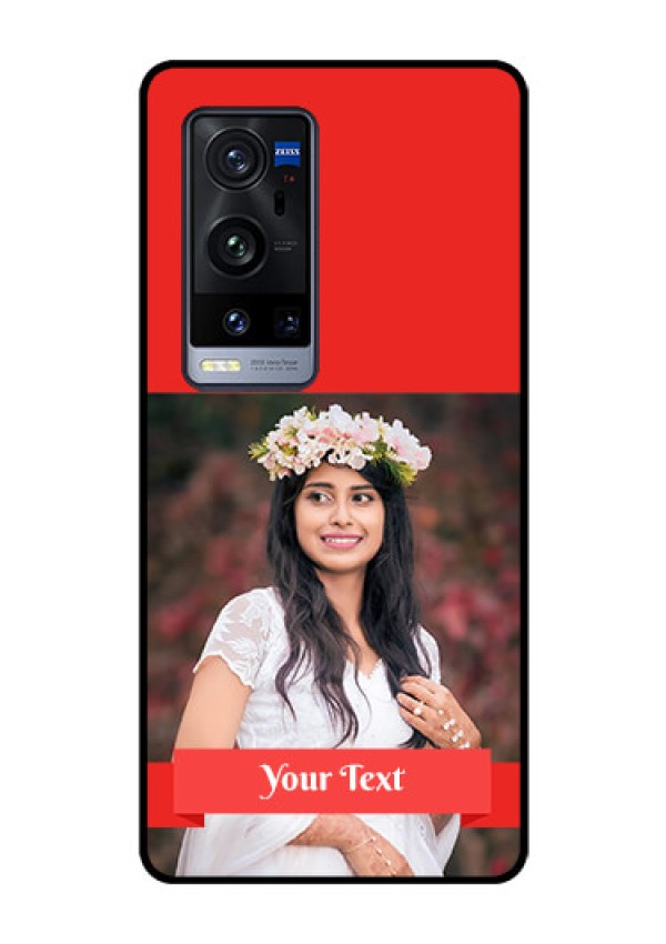 Vivo X60 Pro Plus 5G Custom Glass Phone Case - Simple Red Color Design