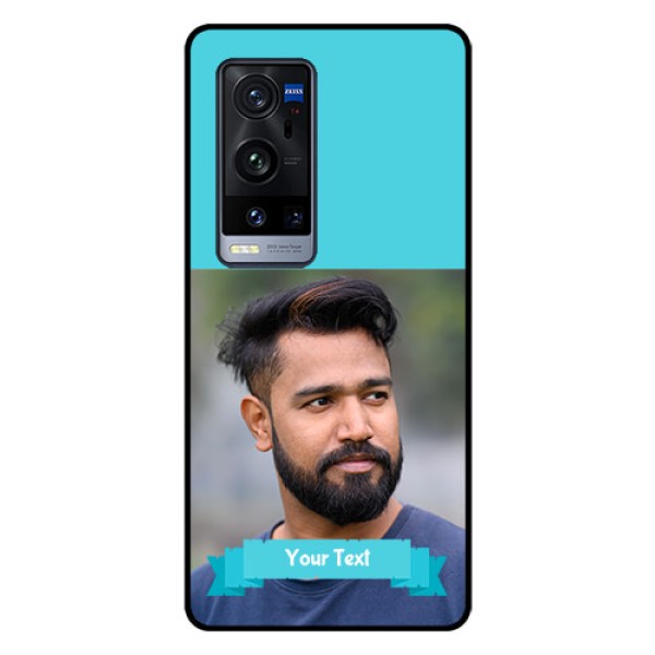 Vivo X60 Pro Plus 5G Personalized Glass Phone Case - Simple Blue Color Design
