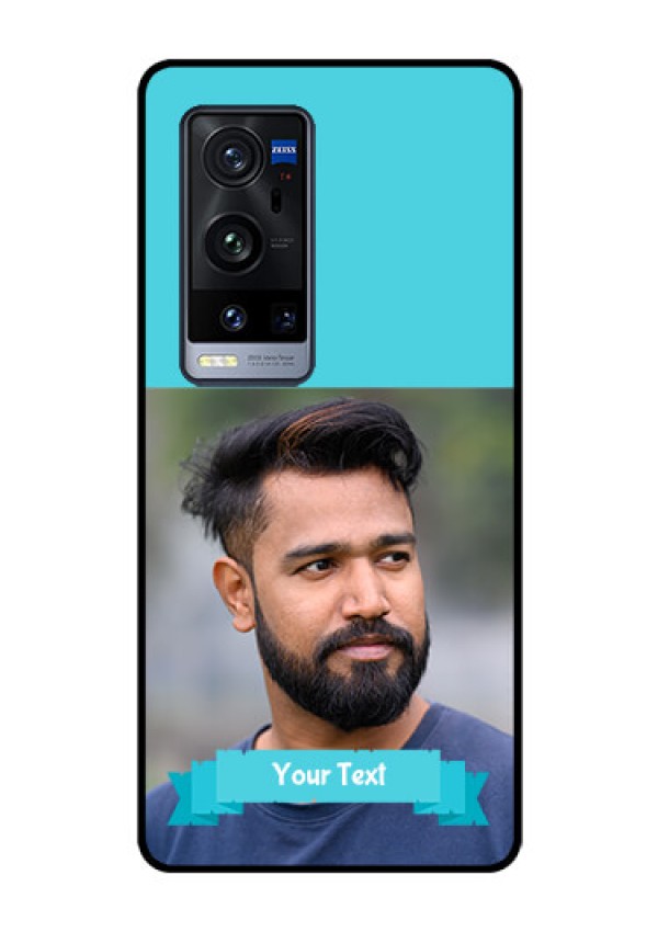 Vivo X60 Pro Plus 5G Personalized Glass Phone Case - Simple Blue Color Design