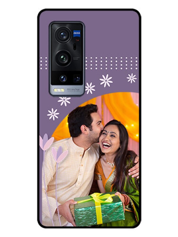 Custom Vivo X60 Pro Plus 5G Custom Glass Mobile Case - Lavender flowers design 