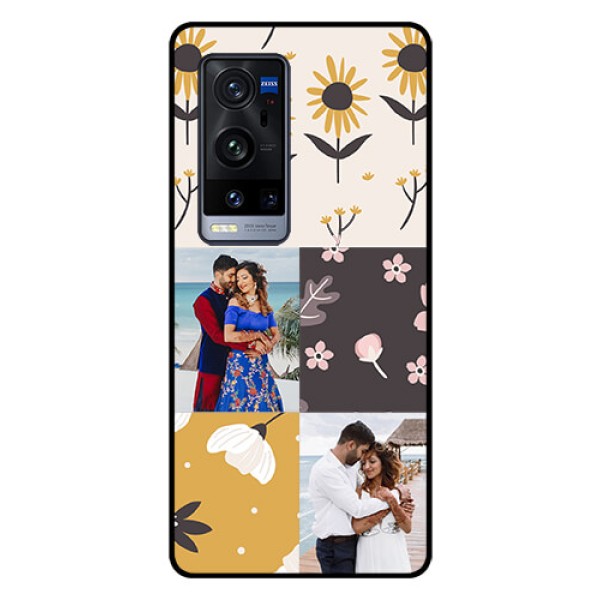 Vivo X60 Pro Plus 5G Photo Printing on Glass Case - 3 Images with Floral Design Vivo X60 Pro Plus 5G Photo Printing on Glass Case - 3 Images with Floral Design