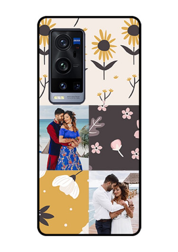 Vivo X60 Pro Plus 5G Photo Printing on Glass Case - 3 Images with Floral Design