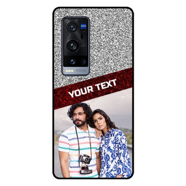Vivo X60 Pro Plus 5G Personalized Glass Phone Case - Image Holder with Glitter Strip Design Vivo X60 Pro Plus 5G Personalized Glass Phone Case - Image Holder with Glitter Strip Design