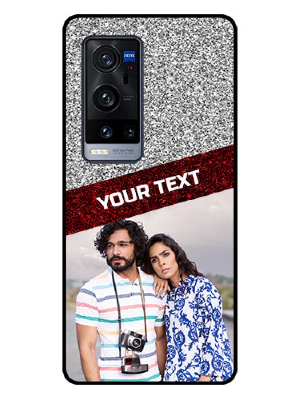 Custom Vivo X60 Pro Plus 5G Personalized Glass Phone Case - Image Holder with Glitter Strip Design